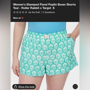 Roller Rabbit Target Stamped Floral S Women’s Poplin Boxer Shorts - Teal